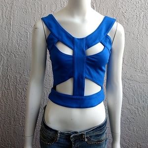 BLQ. MKT Cut Out Crop Top Blue Size Small